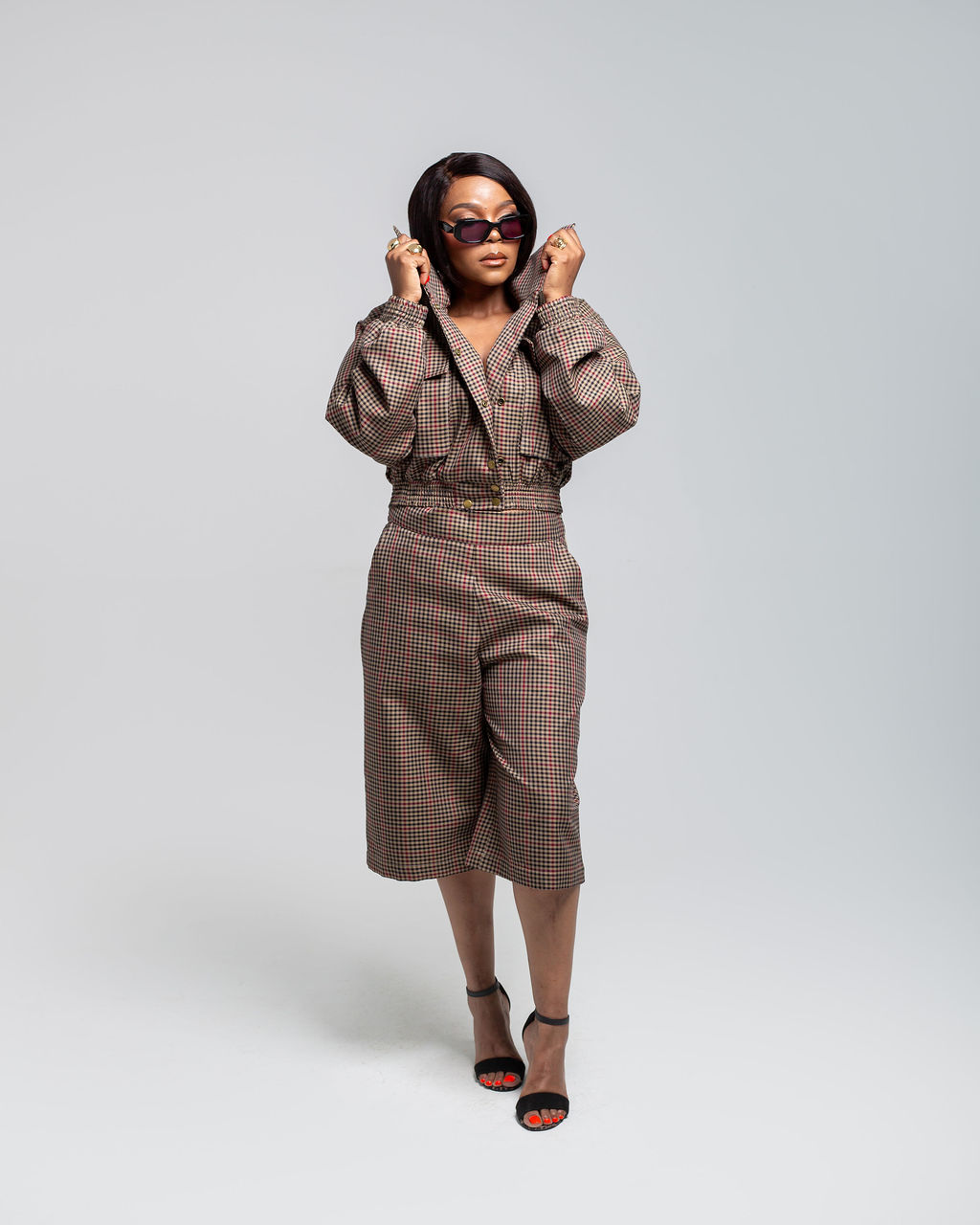 Vintage Check Crop Jacket