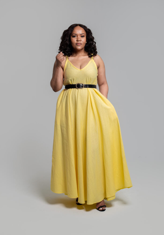 Butter Yellow Maxi Linen Dress